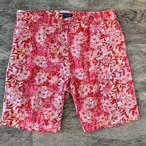 Caribbean Joe Women's Hot Pink Tropical Floral Print Shorts, size Large